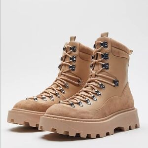 Tan UO Tina Hiker Boot Woman's Size 8 Urban Outfitters Combat Boots Tan Military